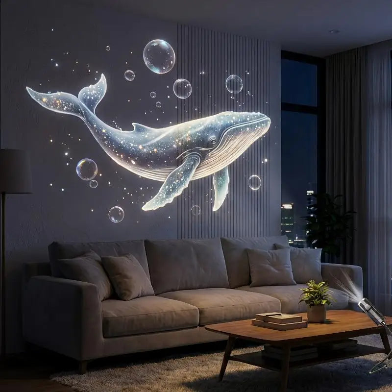LED USB Projector Light Ocean Projection Lamp With 8pcs Marine Life Light Panels Ceiling Decorative Night Light