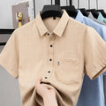 Men Casual Short Sleeve Shirt Anti Wrinkle Quick Dry Comfortable Fabric Business Daily Outdoor Travel Work Wear Blouse
