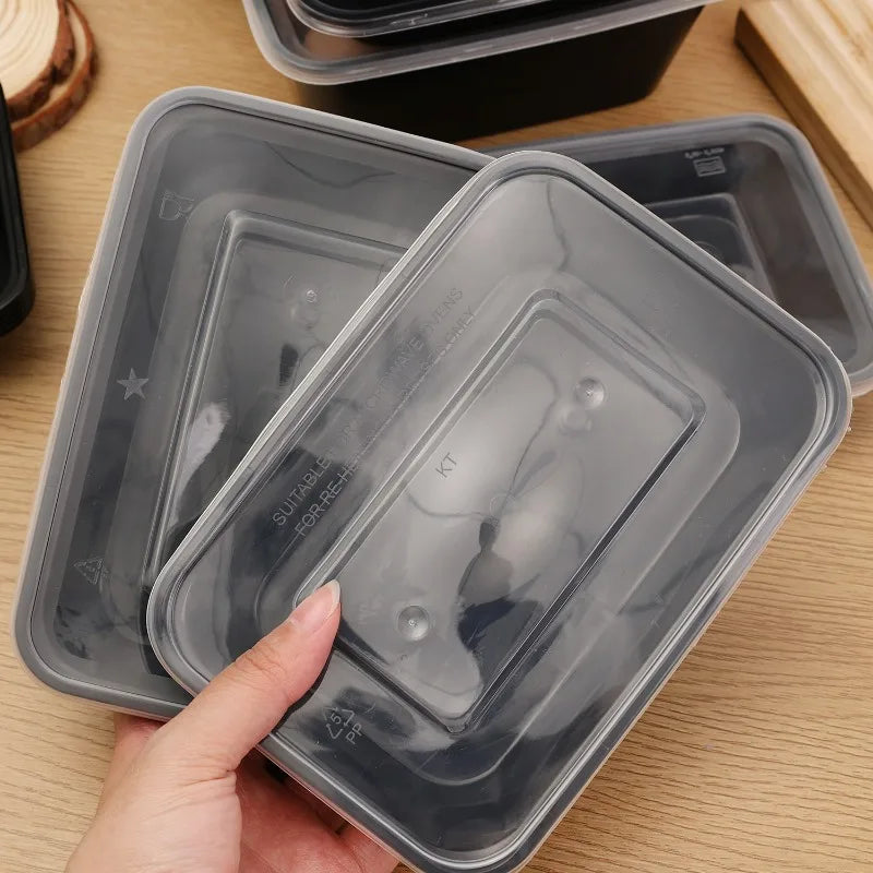 10/20x Food Storage Containers with Lids Meal Prep Containers Disposable Leakproof Black Lunch Bento Boxes Kitchen Tableware