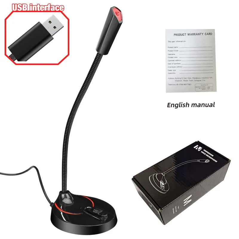 Microphone Live Broadcast Streaming Network Video Microphone Game Audio Call Bending Metal Tube Stable One Touch Control Mic