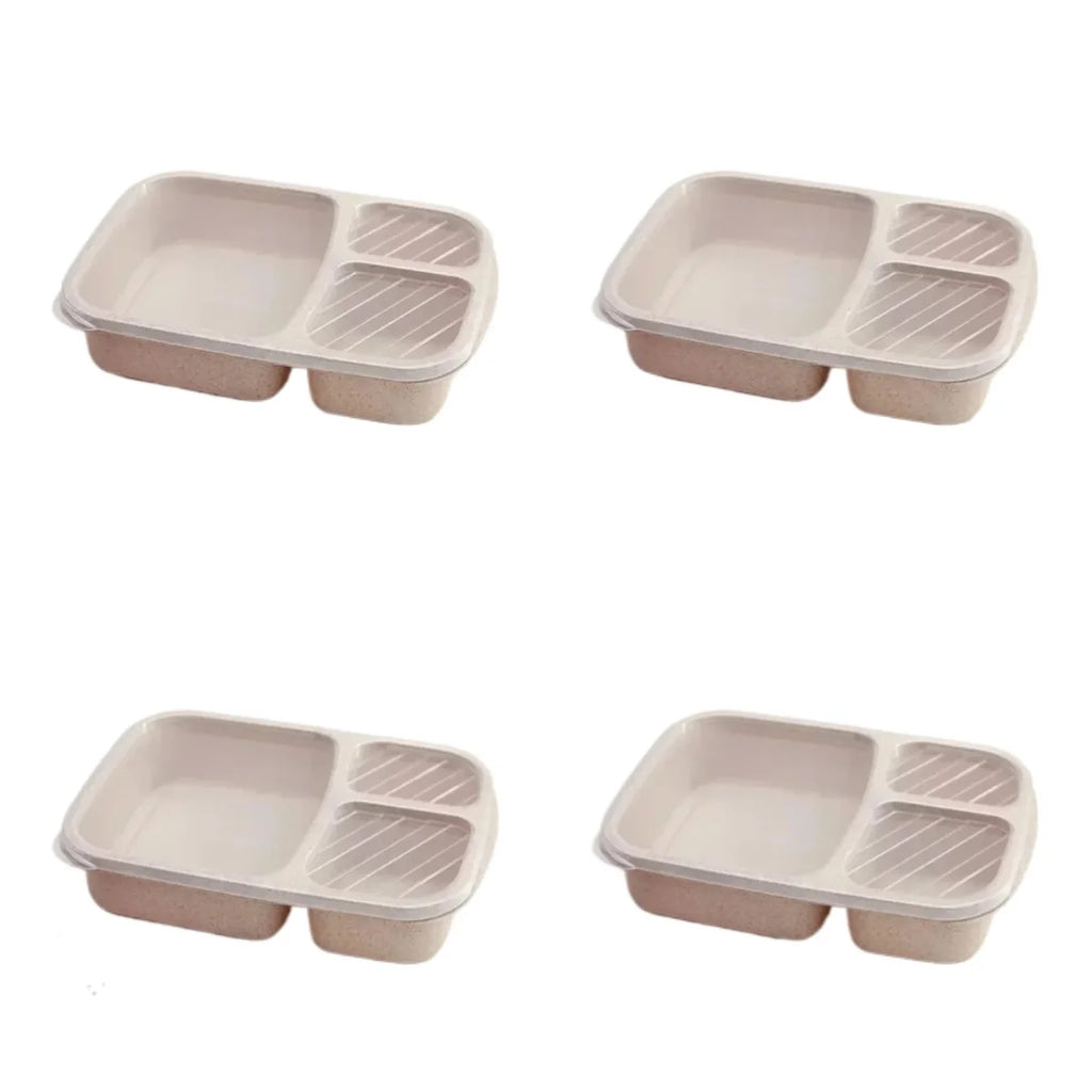 1/2pcs Bento Lunch Box Set 3 Compartment Food Storage Containers Wheat Straw Meal Prep Lunch Box Plastic Food Storage Containers