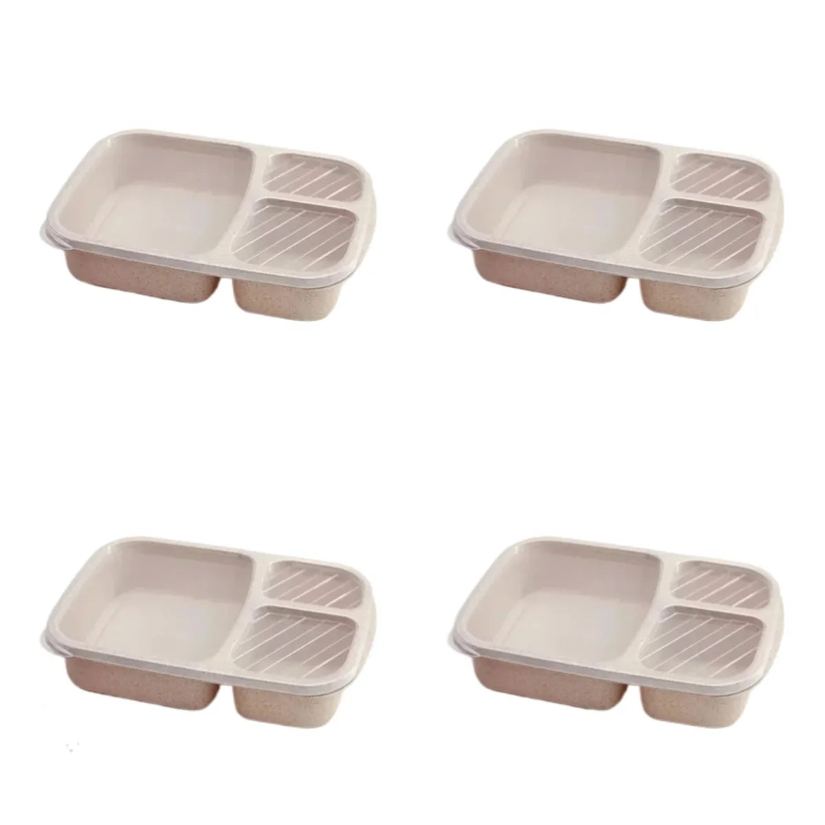 1/2pcs Bento Lunch Box Set 3 Compartment Food Storage Containers Wheat Straw Meal Prep Lunch Box Plastic Food Storage Containers