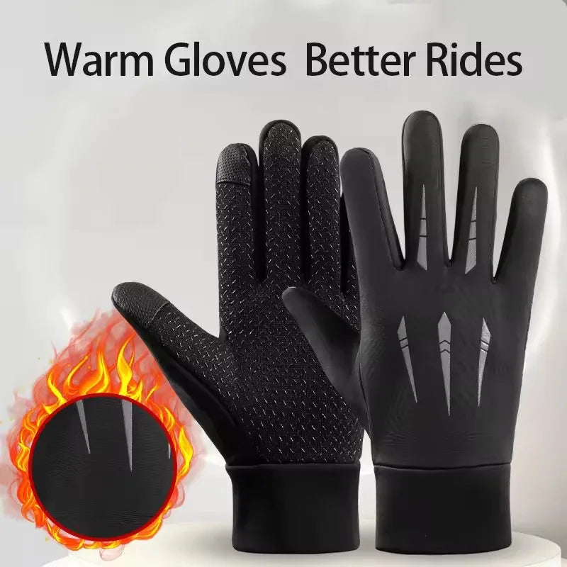 Warm Gloves for Men Motorcycle Winter Windproof Gloves Water-Repellent Cycling Takeaway Touch Screen Fishing Non-slip Gloves