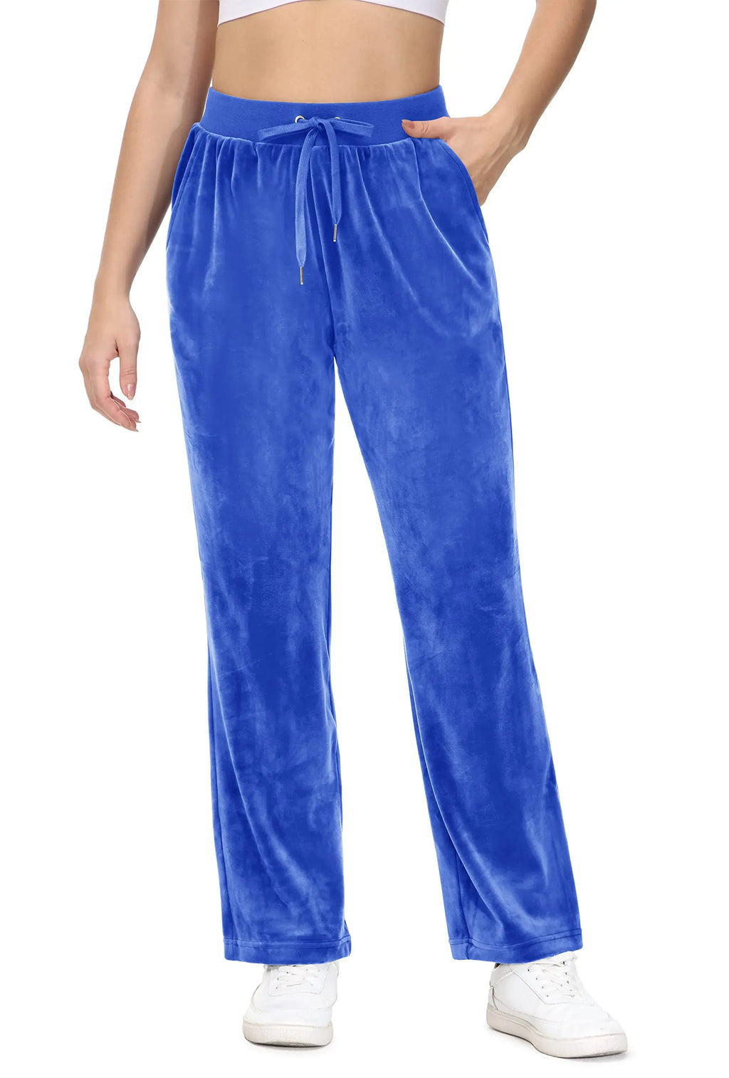 TACVASEN Winter Velvet Pants Womens Drawstring Elastic Waist Fleece Pants Workout Lounge Yoga Velour Pants Sweatpants Jogger