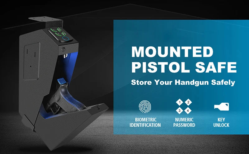 Biometric Handgun Gun Safe Open Fingerprint Hidden Safe for Pistols -with Fingerprint, Backlit Keypad, KEY Access