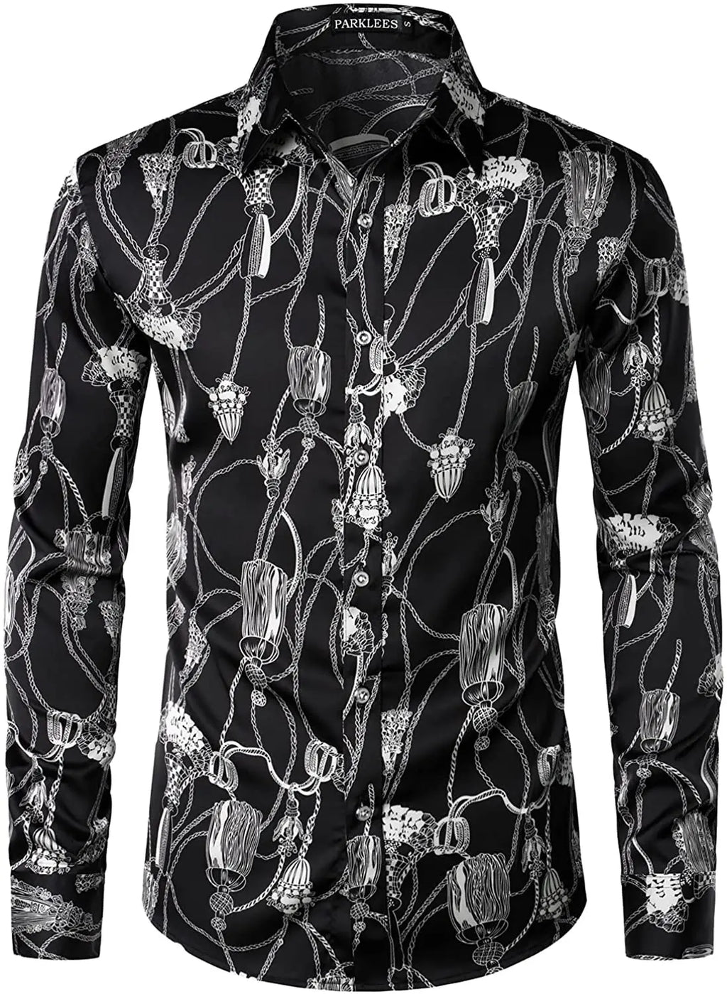 Men's long-sleeved shirt casual fashion 3d simple gradient printing shirt shirt men's lapel shirt long-sleeved New Year gift