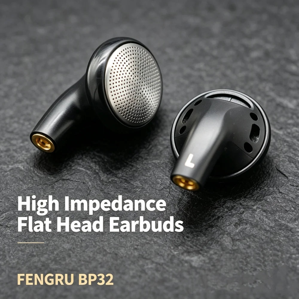 FENGRU BP32 Diy 130 ohm Beryllium Film Driver/300 ohm Carbon Nanotube Film High Impedance Flat Head Earbuds Heavy Bass Earphones