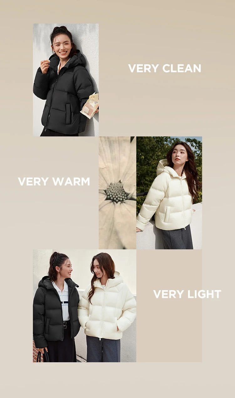 Semir Down Jacket Women Solid Color Loose Versatile 2025 Winter New Waterproof Oil-proof Stain-proof Hooded Coat Down Jacket
