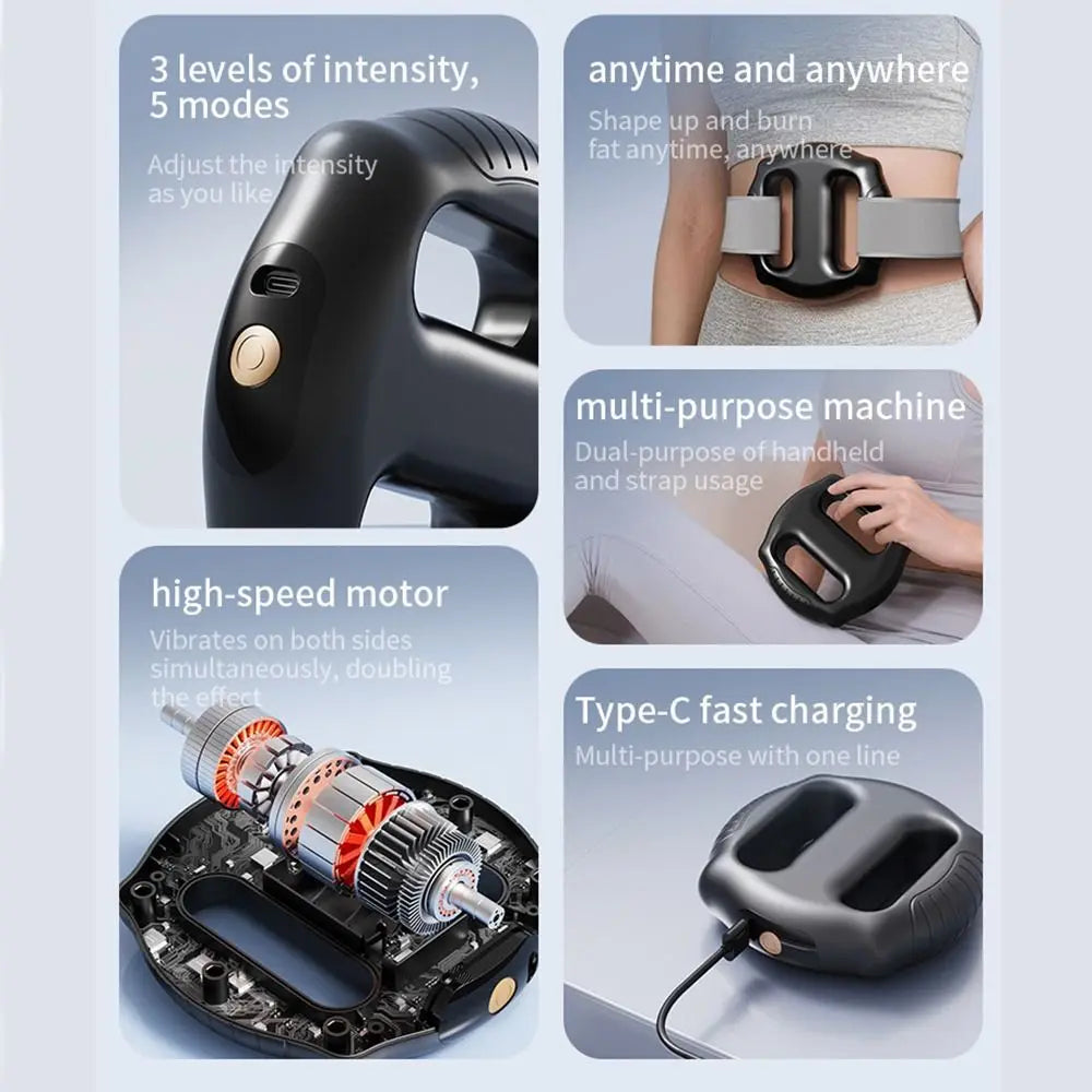 Hot Compress Electric Fascia Ring Portable Adjustable Speed Electric Body Slimming Machine USB Charging with Belt