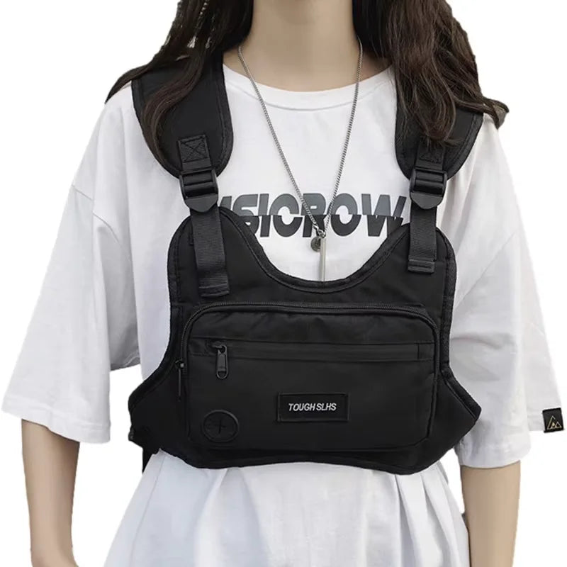 Tactical Chest Bag Outdoor Sports Vest Bag Adjustable Strap Utility Chest Pack Multi-Pocket Waist Fanny Pack for Cycling Hiking