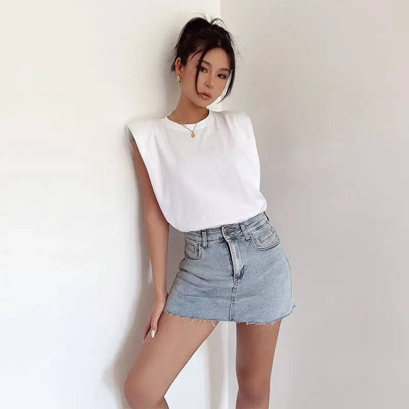 Vintage Denim Mini Skirts Women Summer Korean Fashion y2k Clothes High Waist A-line Blue Slim Cute Sexy Short Jeans Skirt Female
