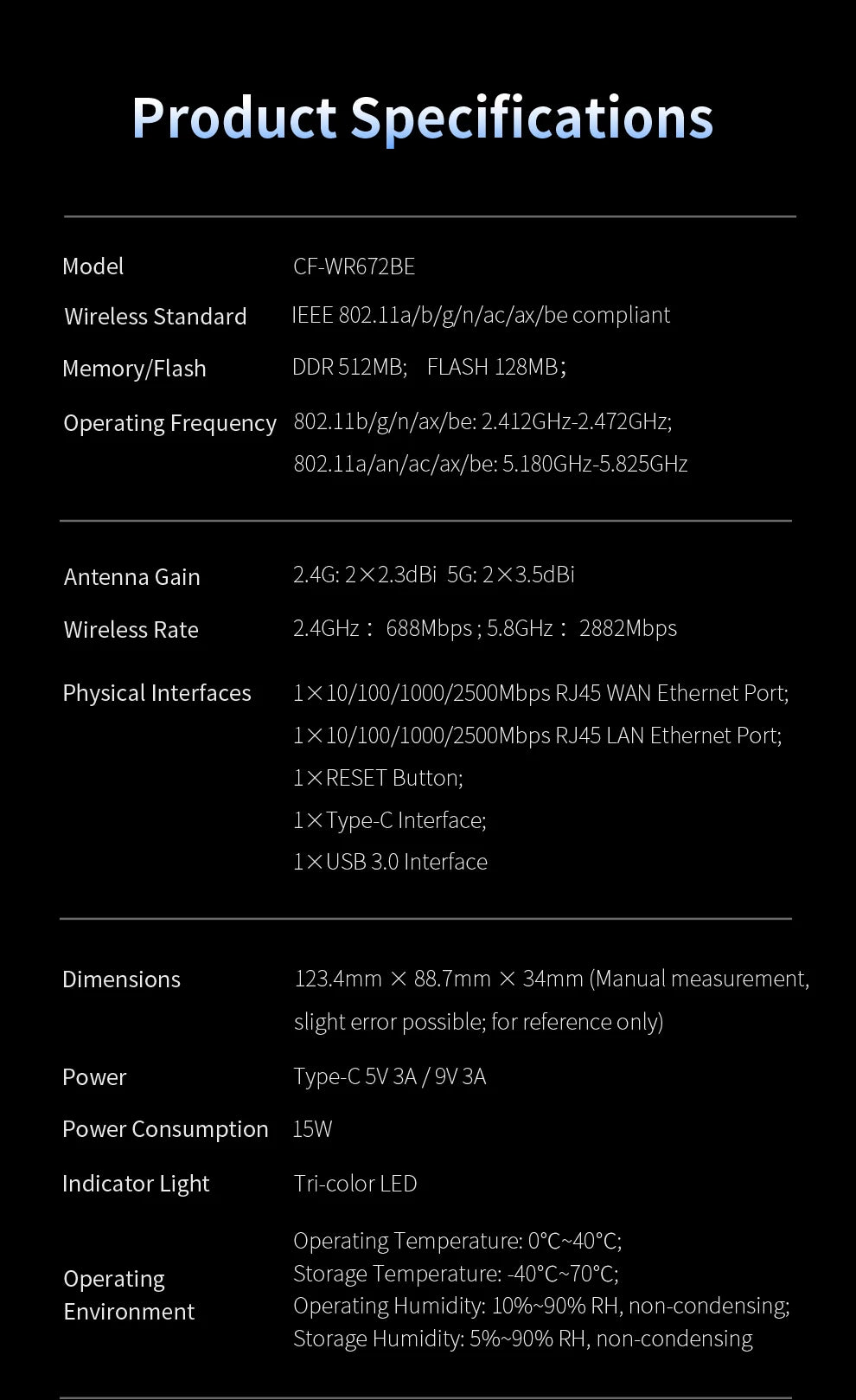COMFAST BE3600 WiFi7 Portable Mesh Router Dual 2.5G Port 3570Mbps Dual Band USB3.0 Type-C Power Gaming Wireless WiFi Router