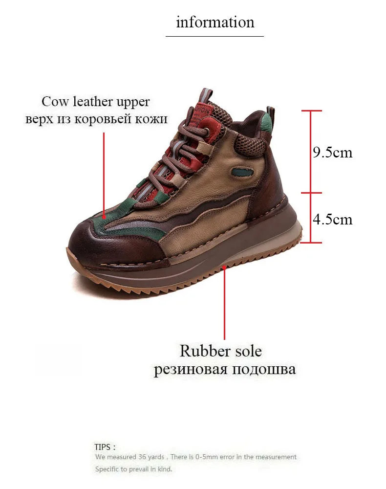 DRKANOL 2026 Women Boots Autumn Winter Mixed Colors Genuine Cow Leather Warm Ankle Boots Ladies High Top Casual Sneakers Shoes
