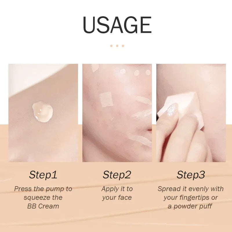BB Cream Base Makeup Long Lasting Waterproof Brighten Skin Tone Cover Blemishes Concealer Liquid Face Foundation Cosmetics 30ml