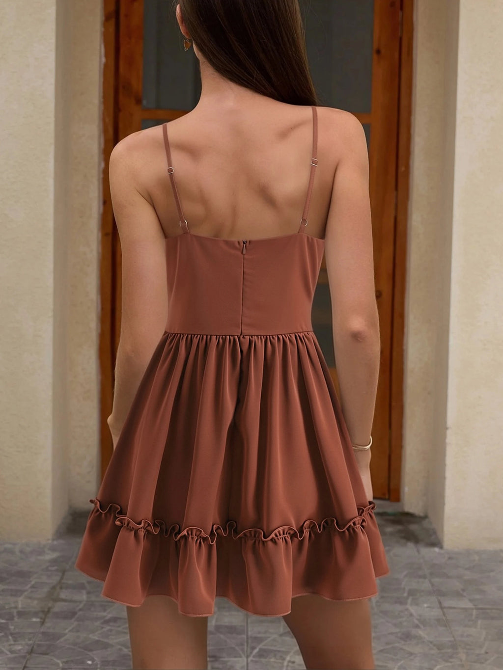 Summer Dresses for Women 2026 V-Neck Spaghetti Strap Bowknot Backless Sleeveless Lace Mini Swing Skater Dress