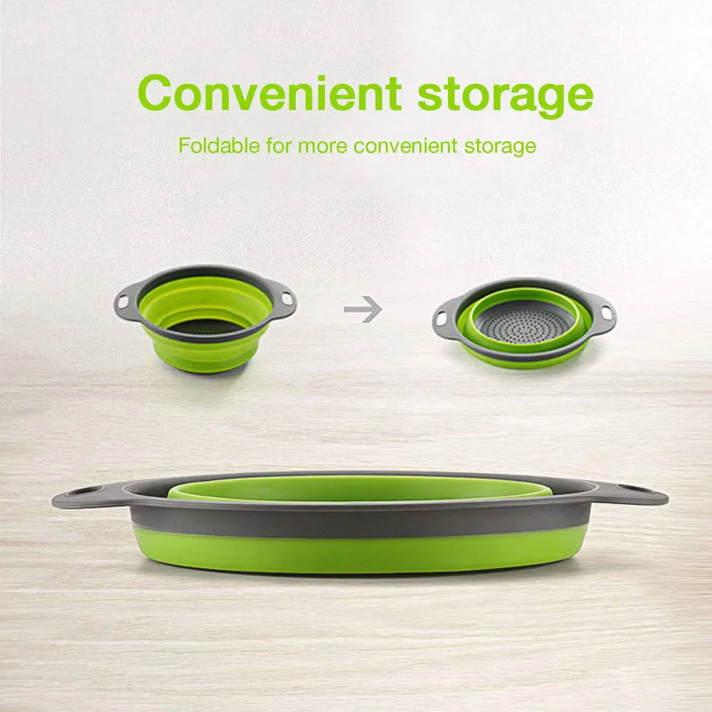 Silicone Vegetable and Fruit Cleaning and Drainage Basket  Cleaning Basket 1PCS Folding Water Filter Net Kitchen Gadgets