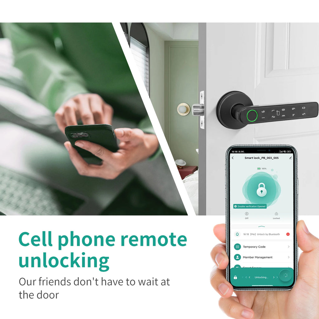 Electronic Lock With Fingerprint Password IC Card Unlock APP Remote Control Smart Door Locks Tuya Smart Home Security