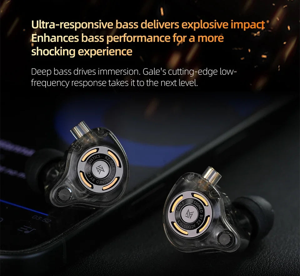 KZ Gale Earphone Gaming and Music Headset Dynamic Driver Detachable Design Enhances , Bass Performance for A More