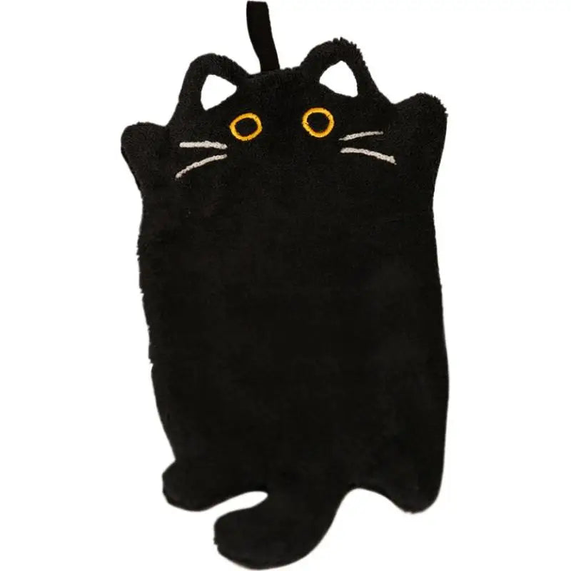 1PC Cartoon Cat Hand Towel Thickened Absorbent Kitchen Heat Resistant Pad Hanging Cleaning Cloth Towels