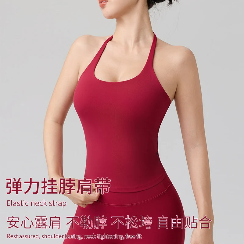 Halter Yoga Vest, Shockproof Running Sports, High-Strength Sports Underwear, Fitness, Pilates Suspender, Beautiful Back