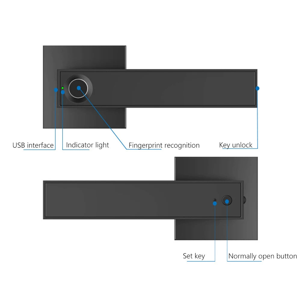 Fingerprint Electronic Zinc Alloy Semiconductor Smart Handle Door Lock Key Electronic Bedroom Sensitive Smart Biometric