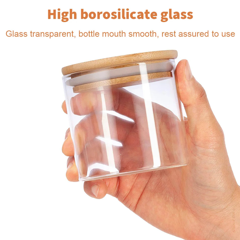 10pc Glass Sealed Jar Set 250ml 350ml Storage Tank With Bamboo Lid Seasoning Bottles, Coffee Storage Jars Kitchen Storage Jar
