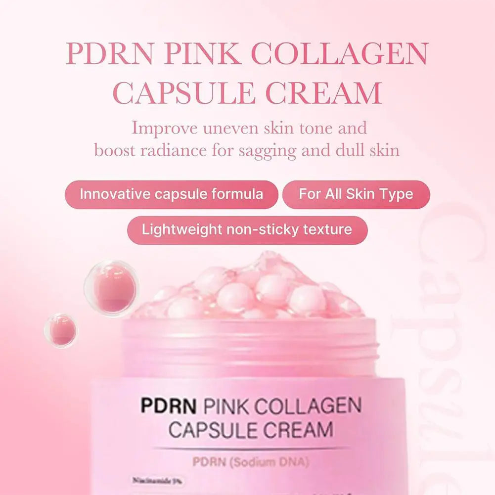 PDRN Collagen Capsule Cream with Niacinamide Rejuvenating Face Moisturizer Lightweight Plumping Cream Glow Skin Tone Skin Care