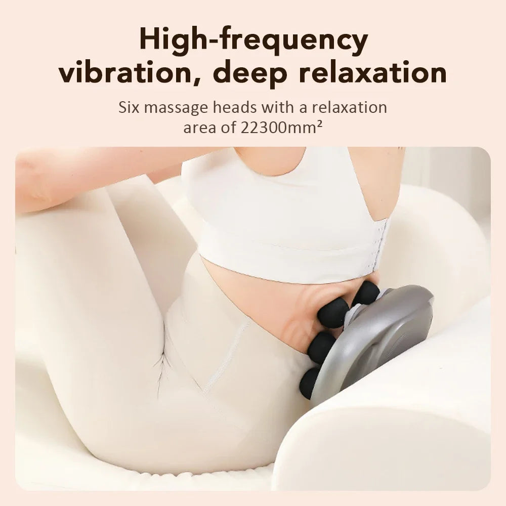 Electric Fascia Gun 6 Heads Massage Gun High Frequency Vibration Muscle Relax Body Massager Deep Tissue Back Leg Neck Massage