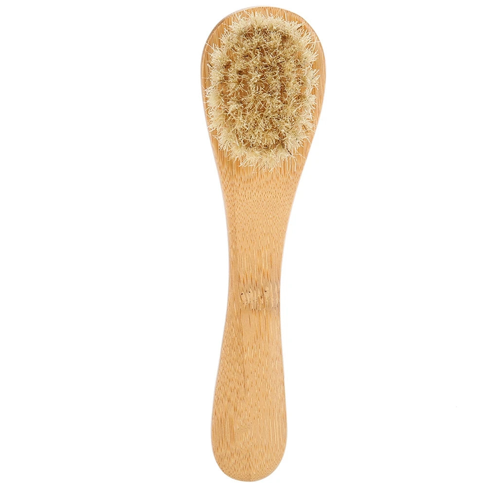 Beauty Skin Care Brush Wooden Handle Soft Hair Wash Face Tool Skin Deep Cleansing Exfoliating Massage Brush Dry&Wet Using 1 Pcs