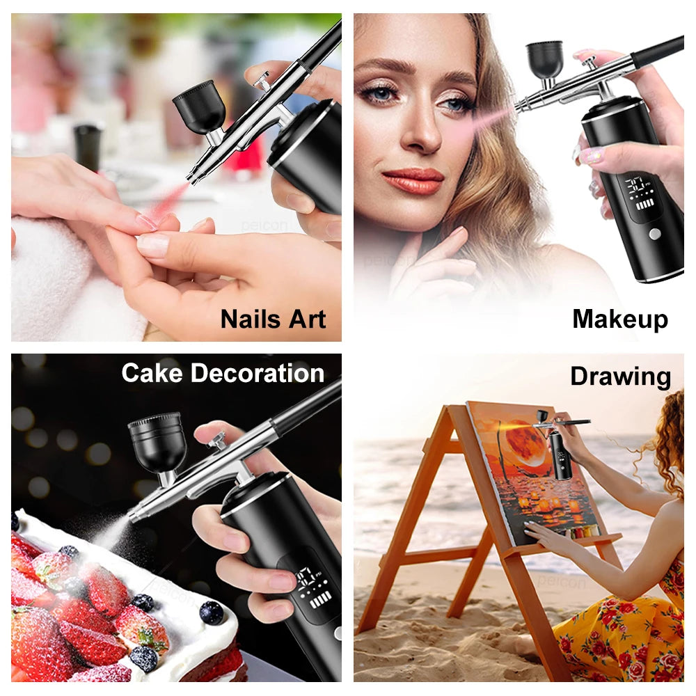 Nails Art Painting Airbrush With Compressor For Cake Decoration Makeup Manicure Nail Airbrush Portable Varnish Paint Sprayer Gun