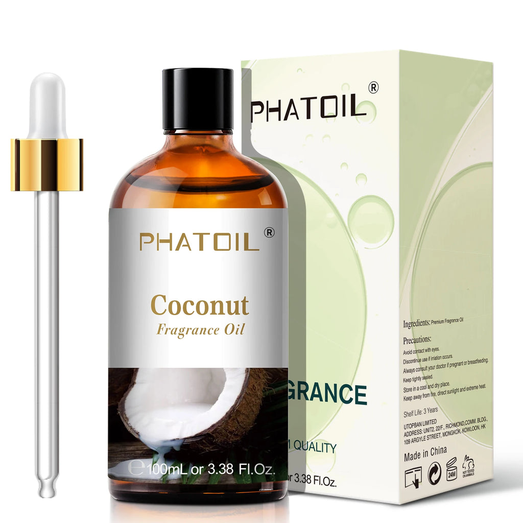 PHATOIL 100ml Fruit Series Fragrance Oils with Glass Dropper Coconut & Vanilla Strawberry Mango Cherry Aroma Oil For Diffuser