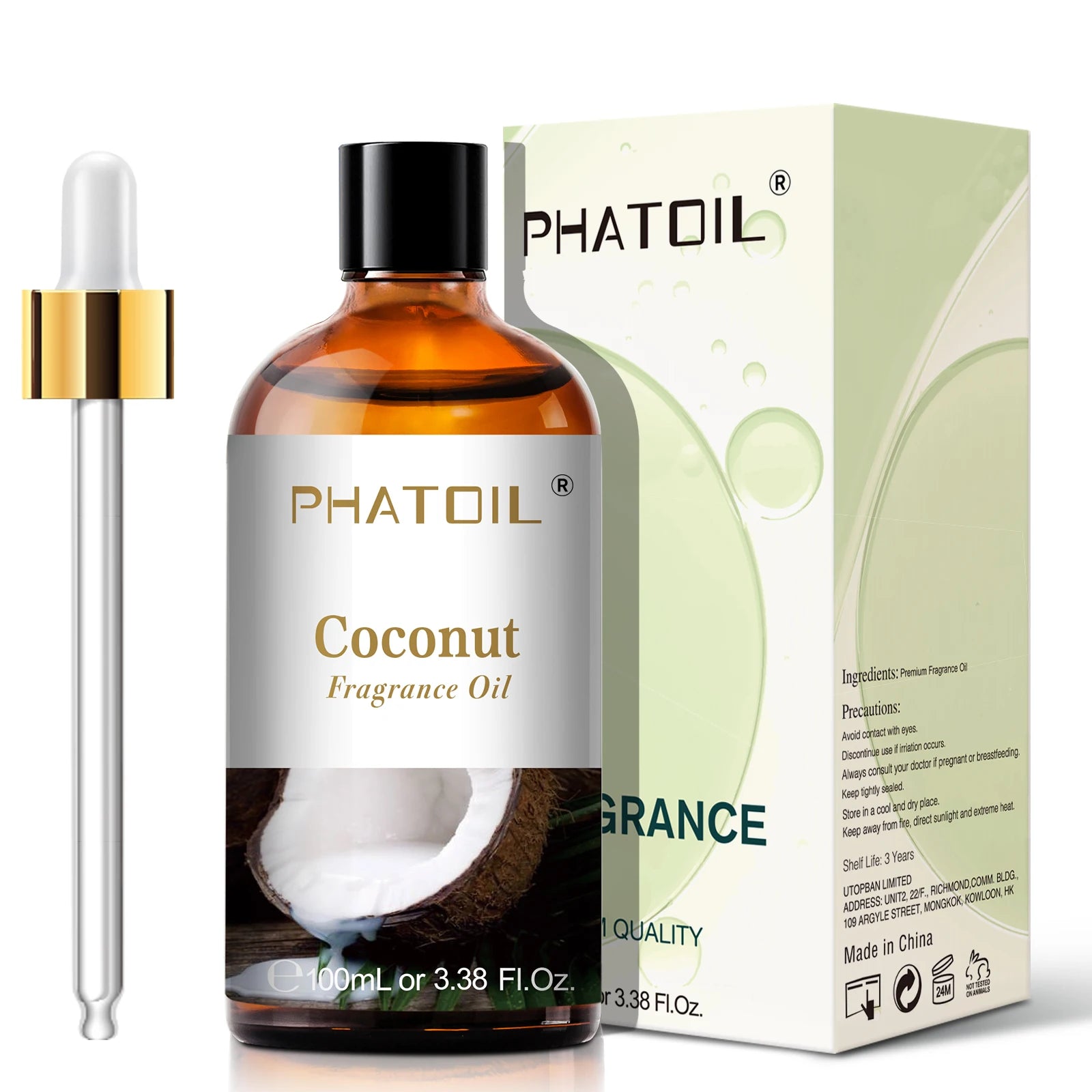 PHATOIL 100ml Fruit Series Fragrance Oils with Glass Dropper Coconut & Vanilla Strawberry Mango Cherry Aroma Oil For Diffuser