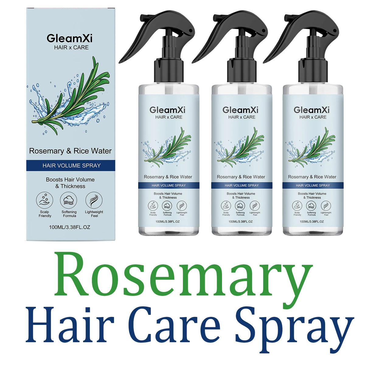 Rosemary Shampoo Set Hair Care Spray Herbal Shampoo with Hydrolyzed Keratin Plant Extract Hair Care Refreshing Hair Daily Use