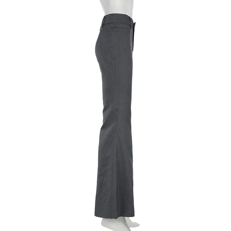 American Low Waist Bell Bottoms Y2K Fashion Streetwear Slim Wide Leg Pants Spring New Simple Basic Solid Ladies Suit Trousers