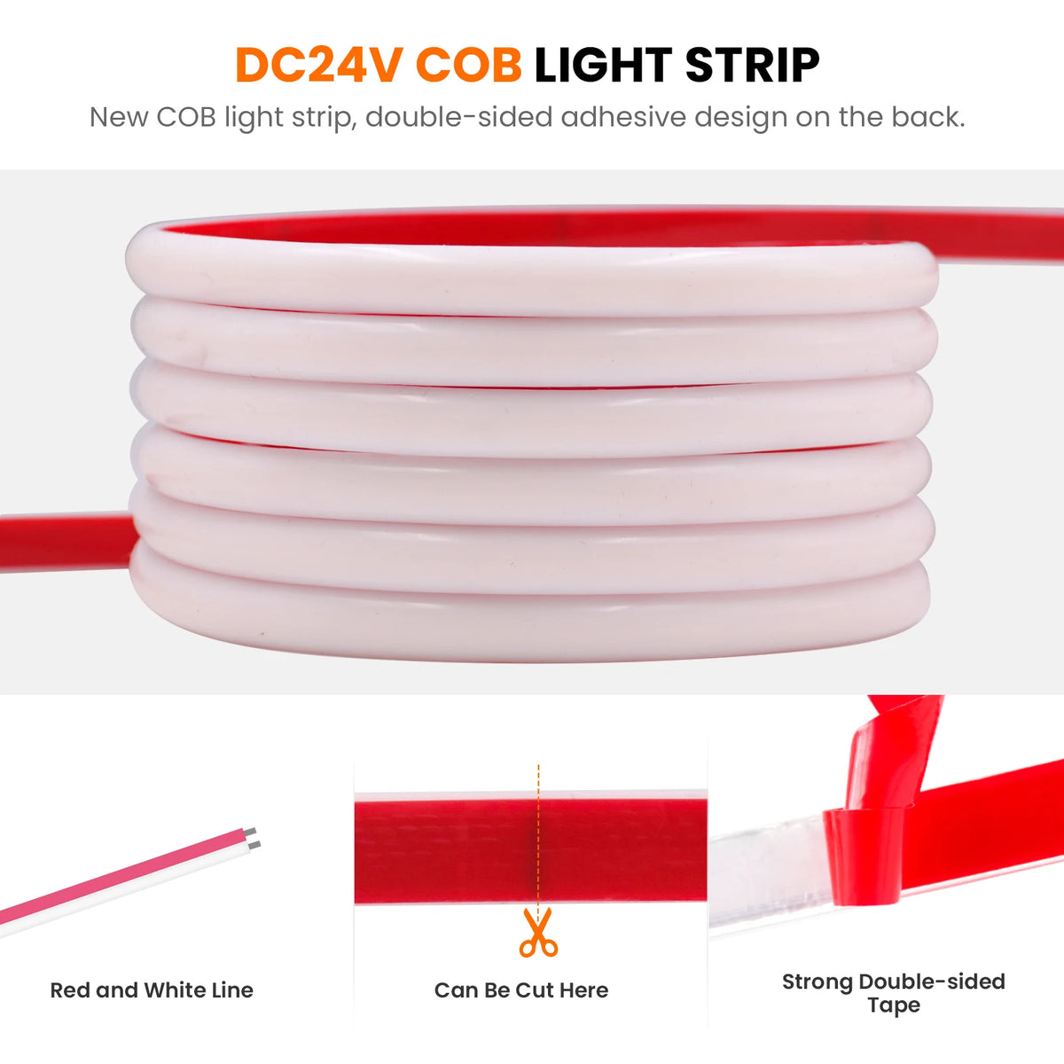 1200mAh 2400mAh 7200mAh COB Solar LED Strip Neon Light Sign DC 24V Flexible Waterproof IP68 IP67 Adhesive Tape Diode Lamp Linear