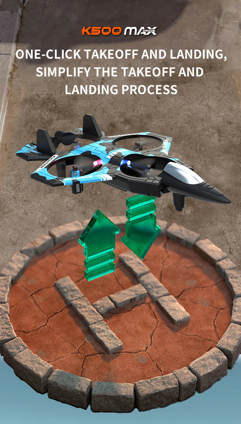 K500MAX Drone Fighter Jet 4k HD Professional Drone Camera WIFI Fpv Aircraft Quadcopte Aerial Photography Drone Birthday Toys