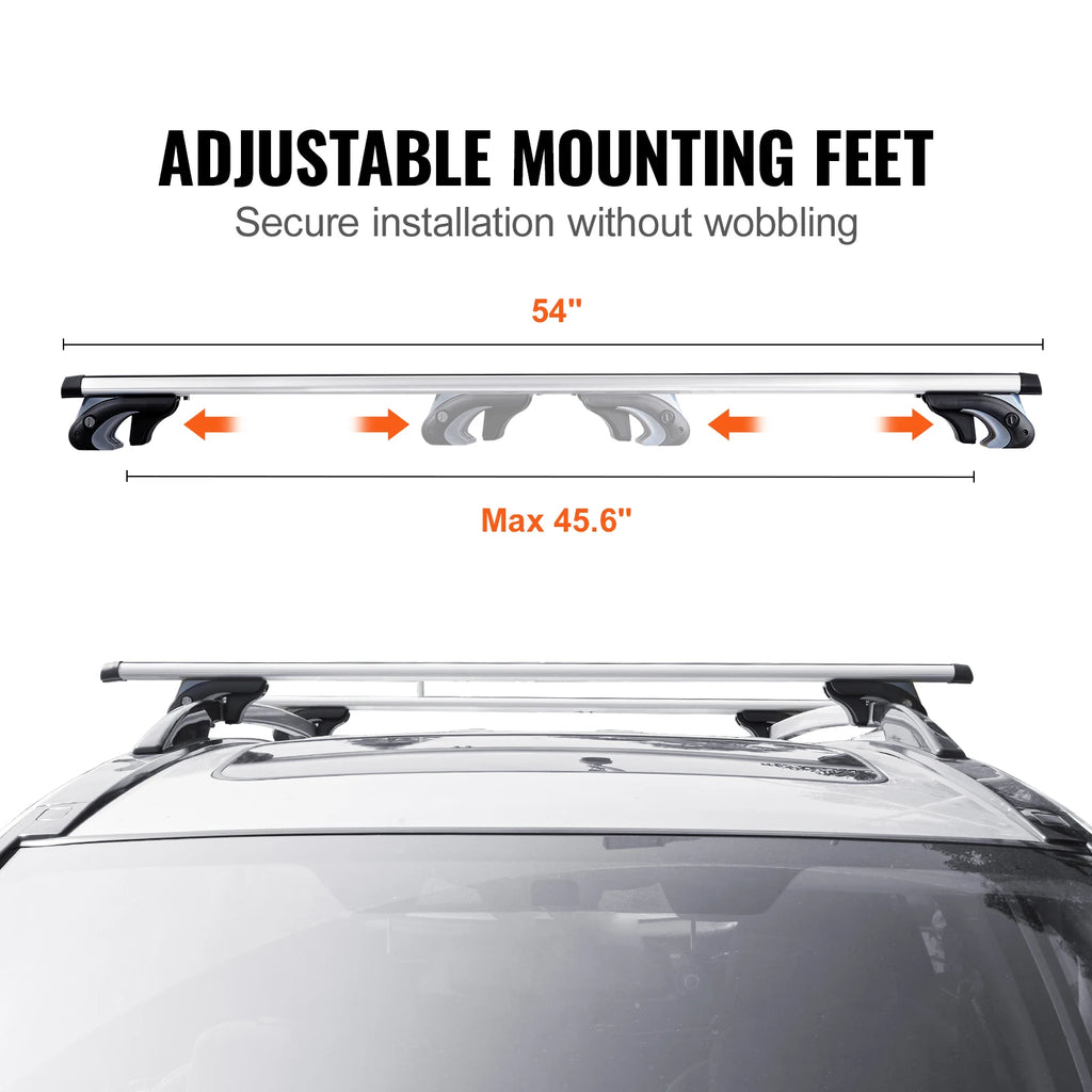 SucceBuy Roof Rack Crossbar Adjustable Aliuminum Roof Rail Crossbar Baggage Luggage Carrier 200LBS Roof Crossbar Silver Black