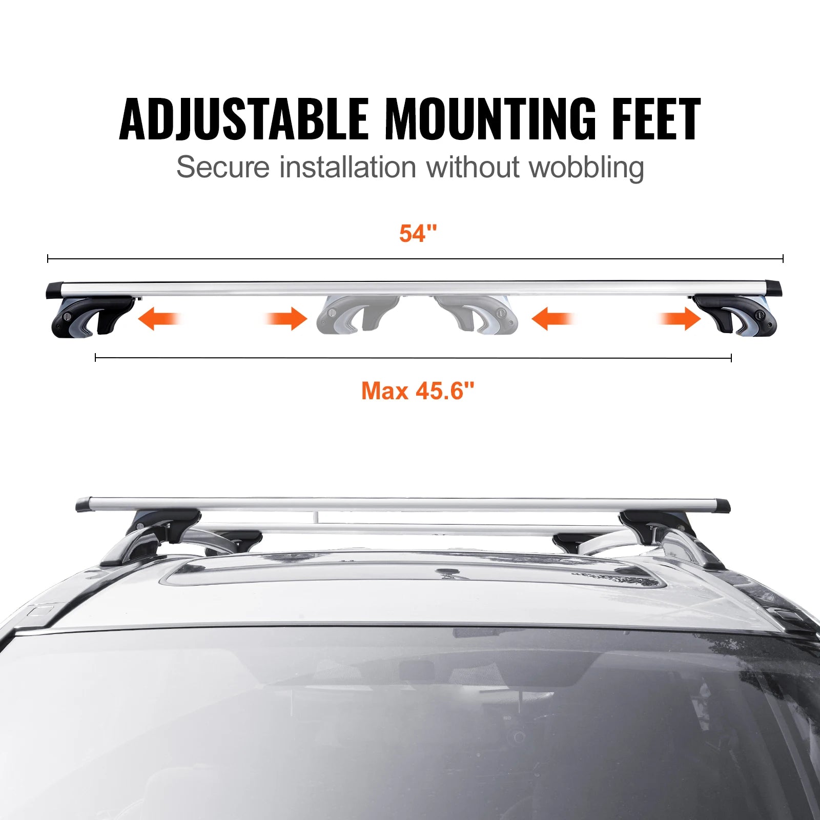 SucceBuy Roof Rack Crossbar Adjustable Aliuminum Roof Rail Crossbar Baggage Luggage Carrier 200LBS Roof Crossbar Silver Black