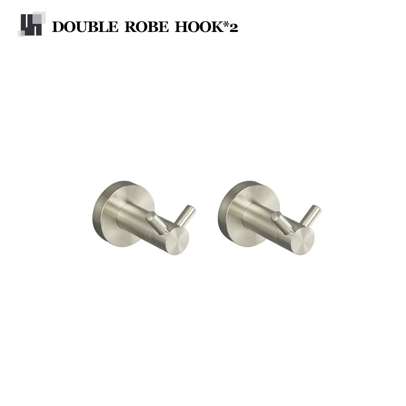 Brushed Nickel Wall Mount Stainless Steel Bathroom Hardware Set Towel Bar Towel Ring Paper Holder Robe Hook Bathroom Accessories