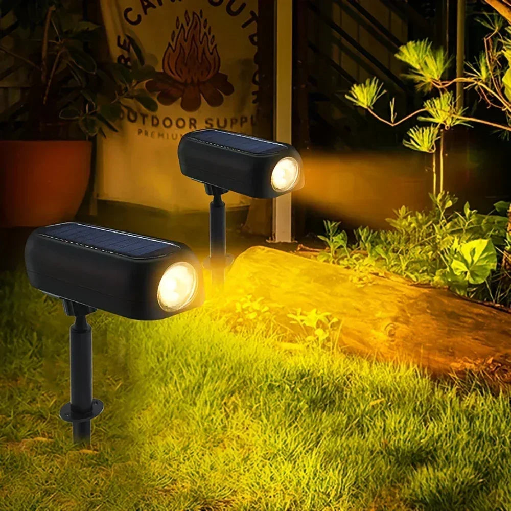 LED Solar Outdoor Courtyard Spotlights Waterproof Garden Decoration Atmosphere Lights 2modes of Tree Garden Channel Lighting
