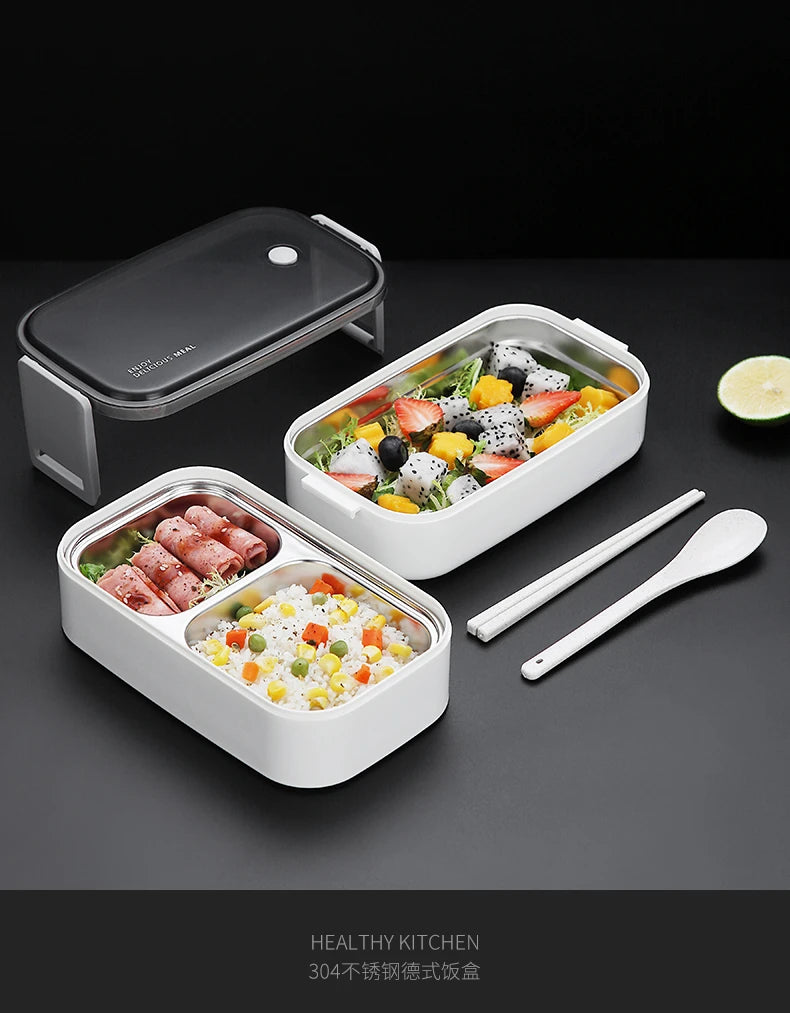 304 stainless steel lunch box for Adults Kids School Office 1/2 Layers Microwavable portable Grids bento Food Storage Containers