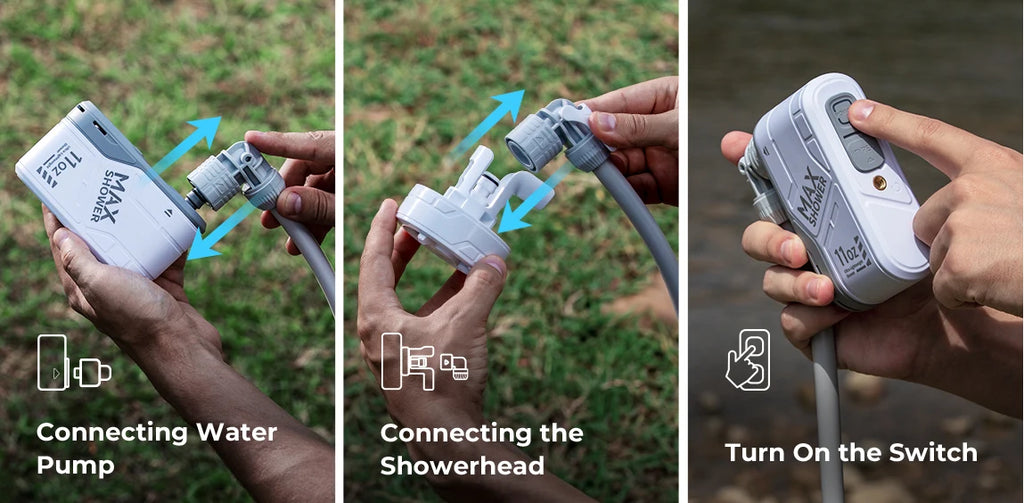 FLEXTAIL MAX SHOWER - Portable Electric Shower Pump IPX7 Waterproof for Outdoor Shower, Car Washing, Dishwashing, Pet Cleaning