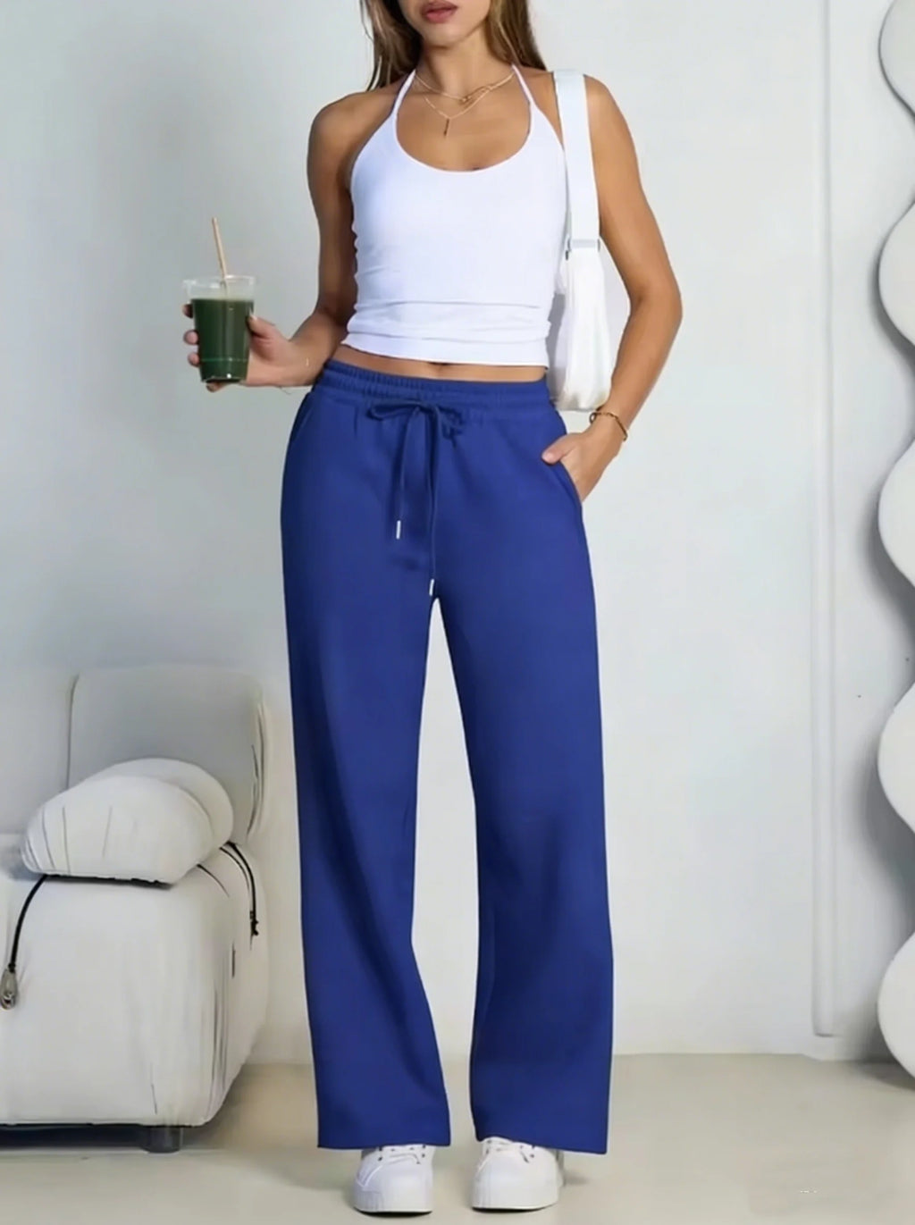 Women Summer Sweatpants 14 Colors Wide Leg Loose Fit Sports Pants Comfortable Drawstring Elastic Waist Casual Streetwear Joggers