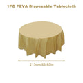 Round Tablecloth White Plastic No Stitch Fabric Elegant Solid Table Cloth for Christmas Birthday Wedding Party Hotel Decoration
