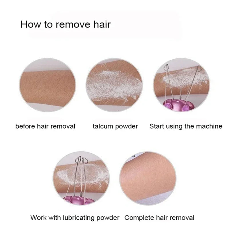 New Hair Remover Professional Electric Female Body Facial Hair Remover Cotton Thread Epilator Razor Lady Beauty Care Machine