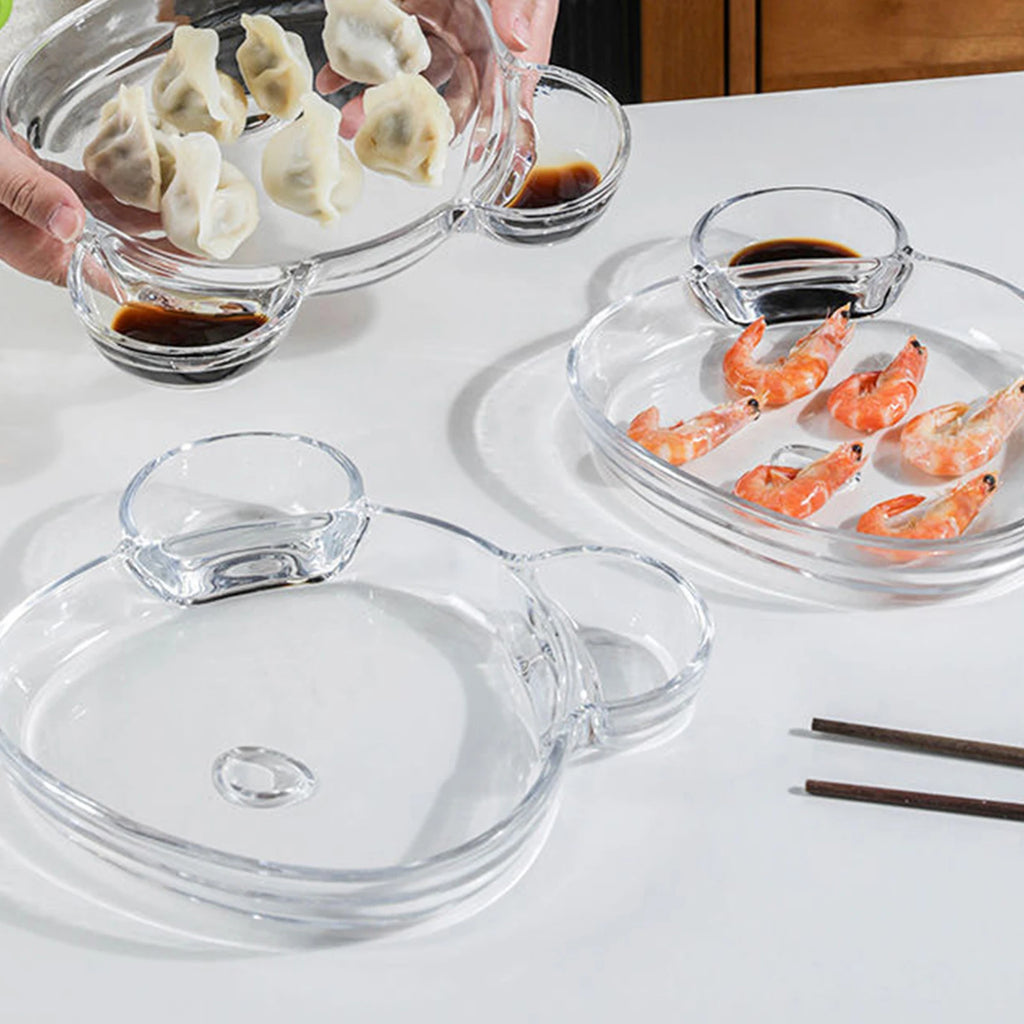Divided Plates, Bear shape Transparent Dinner Plate Kitchen Dish Plate for Kids Adult