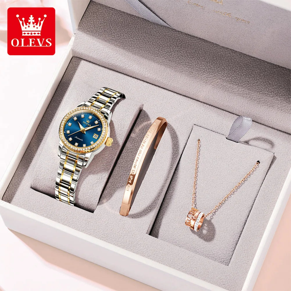 OLEVS Automatic Mechanical Watch for Ladies Auto Date Top Brand Business Luxury Women Watch NEW 7003