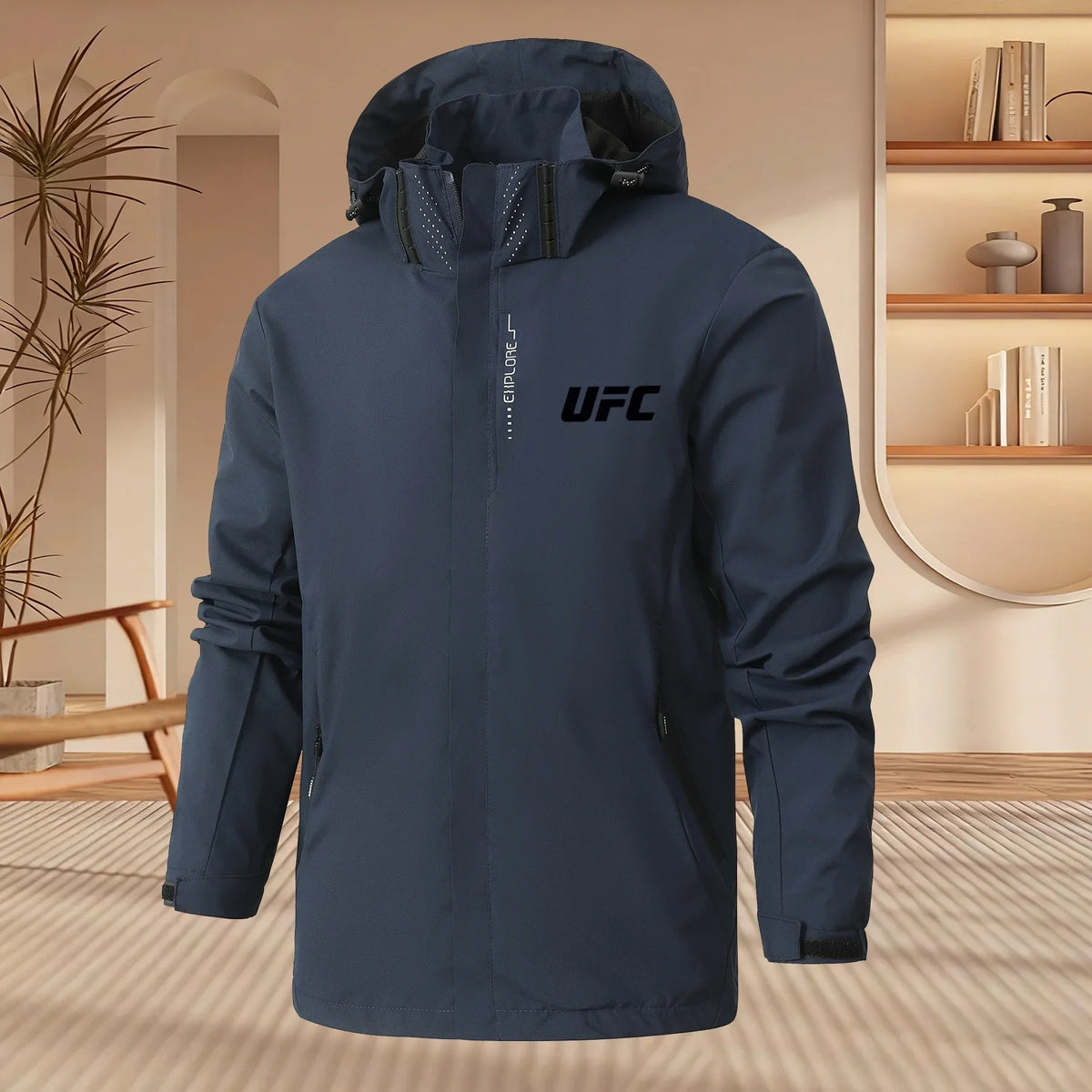 Men's Casual Hooded Jacket with Spring Autumn Zipper Style Loose Windbreaker Lightweight Breathable Outdoor Hiking Sportswear