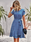 Msfilia Fashion O Neck Casual Printd Dress Women Summer Strap High Waist Pleated Dresses For Female
