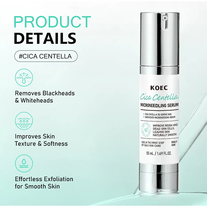 Centella Asiatica Microneedle Serum Smooth Skin Soothe Hydrate Firm Brighten Repair Facial Essence Lotion for All Skin Types